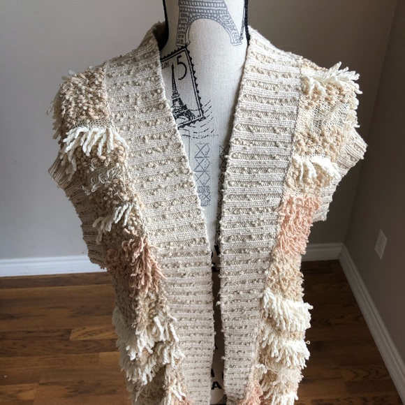 Anthropology Moth Textured Boho Split Back Vest XS/S - Picture 4 of 8